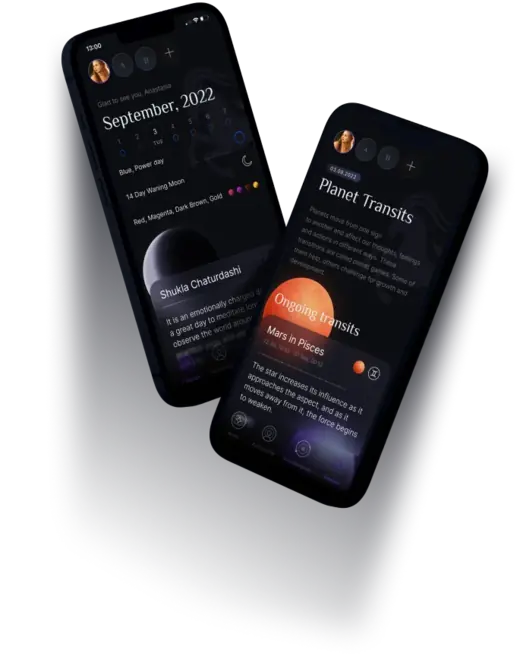 Monthly forecast and planet transits in the app