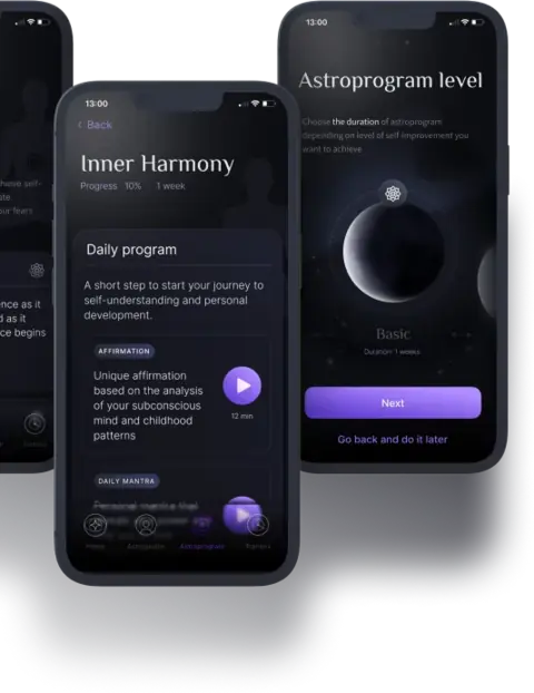 Inner Harmony program screens in the app